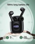 CAPOXO N7 Wireless Earbuds, Bluetooth Earbuds Headphones 78hrs Long Lasting Earphones IPX7 Waterproof Headset with Wireless Charging Case & Built-in Stereo Mic for Android iOS, Black
