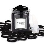 50PCS Black No-Damage Hair Ties for Thick Hair