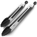 Silicone-Tipped Stainless Steel Cooking Tongs Set