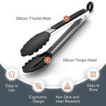 Silicone-Tipped Stainless Steel Cooking Tongs Set