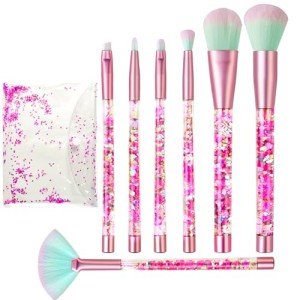 Pink Glitter Unicorn Makeup Brush Set for Kids
