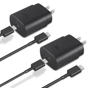 Type C Charger, 2-Pack 25W Type C Super Fast Charging Block with 6ft USB C Charger Cable Compatible with Galaxy S23 Ultra/S23+/S22/S21/S20