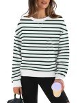 Trendy Women's Long Sleeve Stripe Crop Sweatshirt