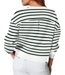 Trendy Women's Long Sleeve Stripe Crop Sweatshirt