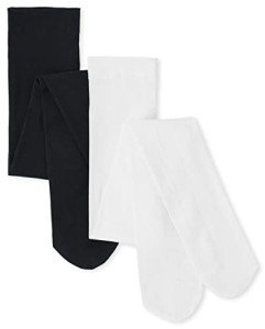Girls' 2-Pack Tights in Black/White, Size 6-7