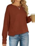 Trendy Caramel Crewneck Sweatshirt for Women