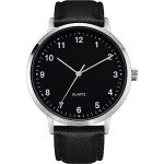 Men's Black Large Dial Arabic Numeral Watch