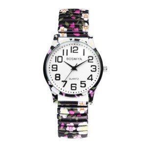 Big Number Analog Wristwatch with Printed Band