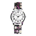 Big Number Analog Wristwatch with Printed Band
