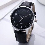 Men's Black Large Dial Arabic Numeral Watch