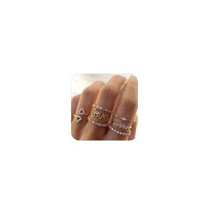 Trendy Gold Stackable Rings Set for Women