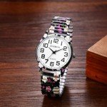 Big Number Analog Wristwatch with Printed Band