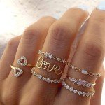 Trendy Gold Stackable Rings Set for Women