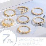 Trendy Gold Stackable Rings Set for Women