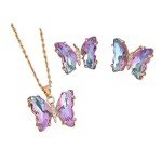 Minimalist Gold Butterfly Necklace and Earrings Set