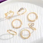 Trendy Gold Stackable Rings Set for Women
