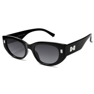 Retro Rectangle Polarized Sunglasses in Black