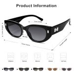 Retro Rectangle Polarized Sunglasses in Black