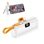 DYDMTT Small Portable Charger Compact Power Bank with Built in Cables&Stand for Portable Phone Charger Android 5000mAh Airline Approved Portable Charger USB C Compatible with iPhone, Samsung