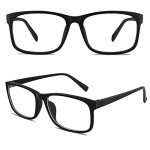 Matte Black Square Frame Clear Lens Glasses
