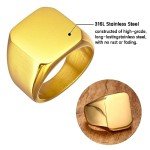 Stylish Stainless Steel Square Signet Ring for Men