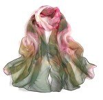 Floral Pattern Lightweight Women's Scarf - Green