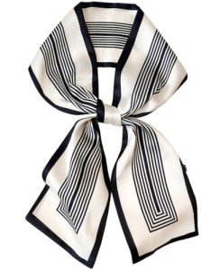 Silky Satin Scarf for Women - Black 5.9"x59