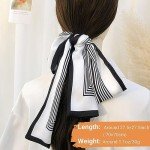 Silky Satin Scarf for Women - Black 5.9"x59