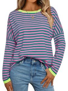 Women's Striped Long Sleeve Casual Top Under $10