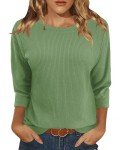 Women's Casual 3/4 Sleeve Fall Tops – Green