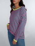 Women's Striped Long Sleeve Casual Top Under $10