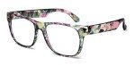 Kids Turquoise Owl Floral Clear Lens Glasses