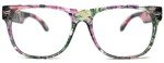 Kids Turquoise Owl Floral Clear Lens Glasses