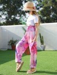 Girls 3D Pink Harem Pants with Pockets