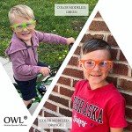 Kids Turquoise Owl Floral Clear Lens Glasses