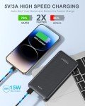 MOXNICE Power Bank 10000mAh Portable Charger, Slimmest 5V/3A Battery Pack, USB C Input & Output External Phone Charger, Compatible with iPhone 15 14 13 12, Galaxy S24 S23 S22, iPad, Pixel, etc (Black)