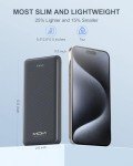 MOXNICE Power Bank 10000mAh Portable Charger, Slimmest 5V/3A Battery Pack, USB C Input & Output External Phone Charger, Compatible with iPhone 15 14 13 12, Galaxy S24 S23 S22, iPad, Pixel, etc (Black)