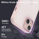 ZETAICIFANG Shockproof Phone Case,Compatible for iPhone 13 Case, 4FT Military Drop Protection Translucent Matte Hard Back with Soft Edge Airbag Protective Phone Cases for iPhone 13 (Pink)