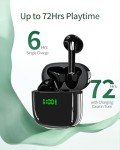 Ear buds 72Hrs Playback Wireless Earbuds Bluetooth Headphones with LED Digital Display Charging Case Earbuds IPX7 Waterproof Earphones Stereo Sound in-Ear Earbud with Mic for Phone Laptop Sport Black