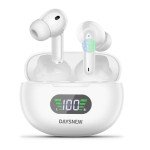 Daysnew Hybrid Active Noise Cancelling Earbuds Wireless, Bluetooth Earbuds with 50Hrs LED Power Display, IPx5 Waterproof, Immersive HiFi Stereo Sound, Ture Wireless Earbuds for iPhone/Android,White