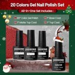 20 Color Gel Nail Polish Set - High Shine