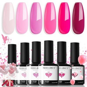6-Color Pink Gel Nail Polish Set