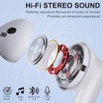 Daysnew Hybrid Active Noise Cancelling Earbuds Wireless, Bluetooth Earbuds with 50Hrs LED Power Display, IPx5 Waterproof, Immersive HiFi Stereo Sound, Ture Wireless Earbuds for iPhone/Android,White