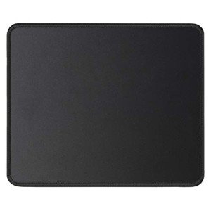 JIKIOU Mouse Pad with Non-Slip Rubber Base, Premium-Textured & Washable Computer Mousepad with Stitched Edges, Mouse Pads for Computers, Laptop, Gaming, Office & Home, 8.3 x 10.2 in, Black