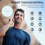 Daysnew Hybrid Active Noise Cancelling Earbuds Wireless, Bluetooth Earbuds with 50Hrs LED Power Display, IPx5 Waterproof, Immersive HiFi Stereo Sound, Ture Wireless Earbuds for iPhone/Android,White