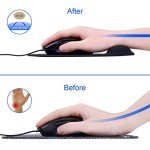 JIKIOU Mouse Pad, 2 Pack Ergonomic Mouse Pads with Comfortable Gel Wrist Rest Support and Lycra Cloth, Non-Slip PU Base for Easy Typing Pain Relief Durable and Easy to Clean Small Black