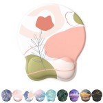 eulps Mouse Pad Wrist Support, Ergonomic Gel Mouse Pad with Wrist Rest, Comfortable Computer Mouse Pad for Laptop, Pain Relief Mousepad with Non-Slip PU Base (Rose)