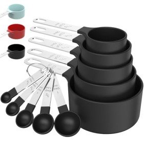 Stackable Measuring Cups & Spoons Set - Black