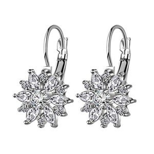 Sunflower Dangle Earrings with Cubic Zirconia