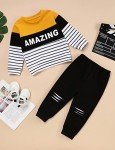 Toddler Boys Letter Long Sleeve Sweatshirt & Pants Set
